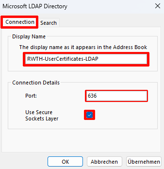 Connection settings