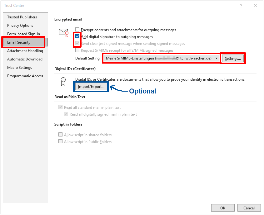 Configuring an automatic signature