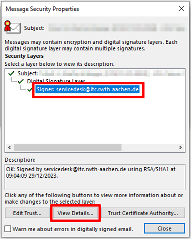 Properties of a valid signature