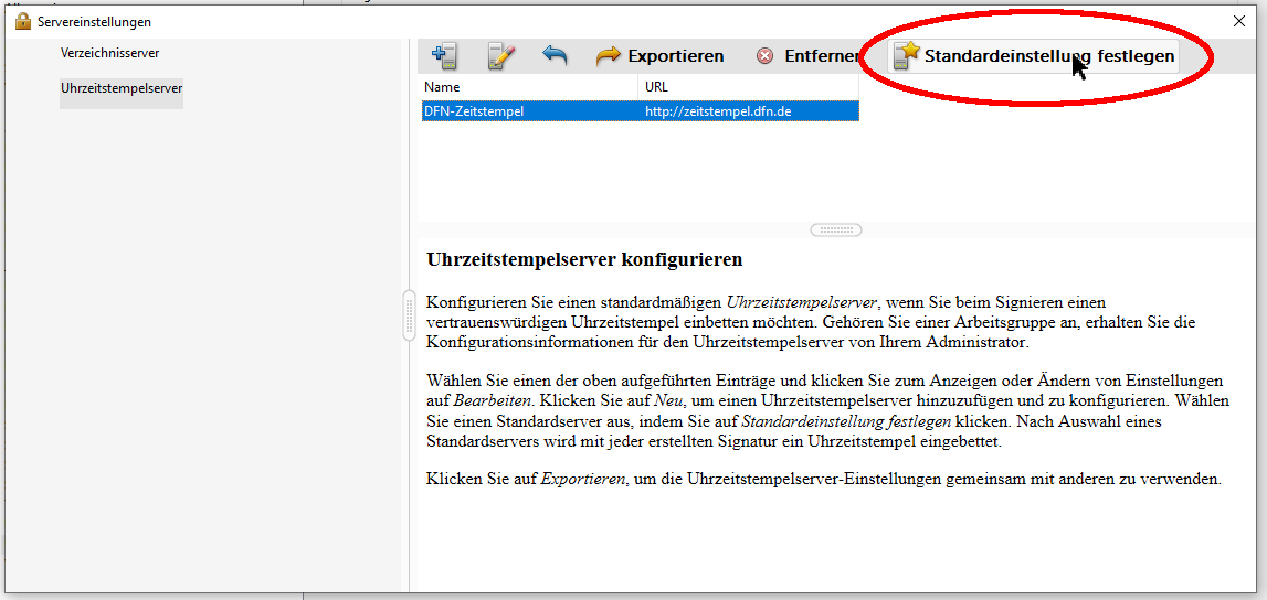 DFN-Zeitstempel-Dienst als Standard
