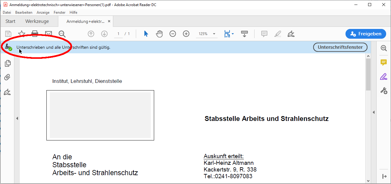 Elektronische Unterschrift in Adobe prüfen