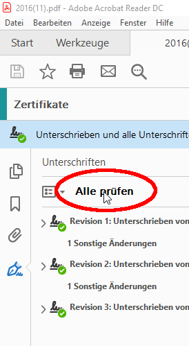 Beispiel für mehrere elektronische Unterschriften in einem Dokument