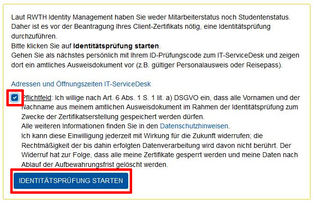Identitätsprüfung notwendig