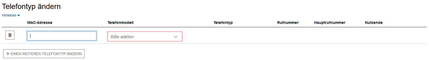 Telefontyp ändern