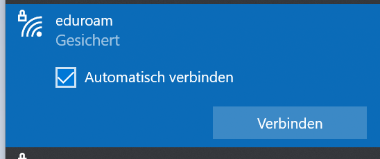 Verbindung mit eduroam herstellen