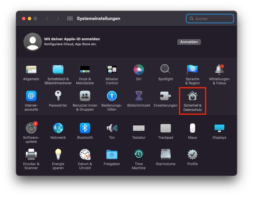 MacOS: Bis Monterey; Systemeinstellungen >  Sicherheit&Datenschutz 