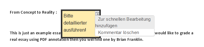 Screenshot: Kommentare wiederverwenden Option