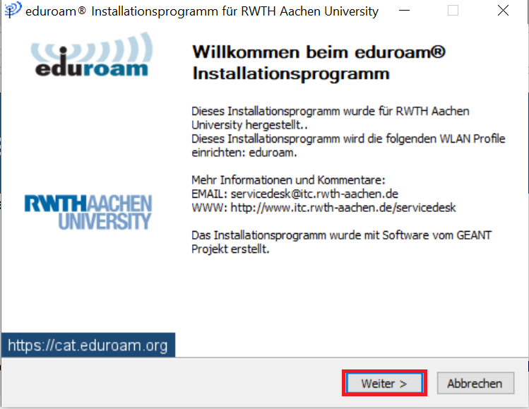 Installation eduroam