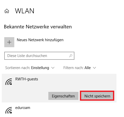  Entfernen des RWTH-guests WLAN