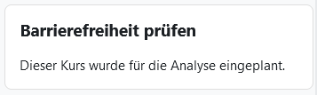 Screenshot: Hinweis, dass Kurs für die Analyse eingeplant wurde