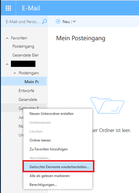 Wiederherstellung gelöschter Mails in Outlook 5