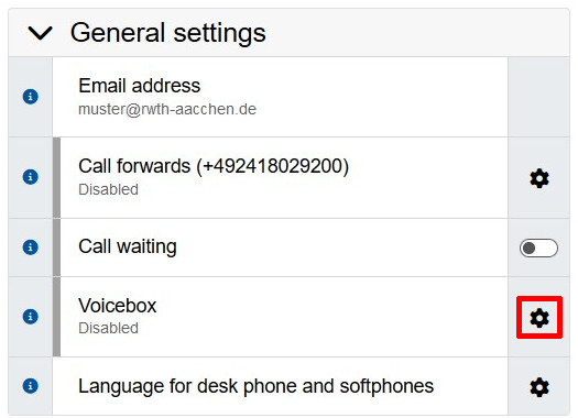Enabling the Voicebox in the General settings menu