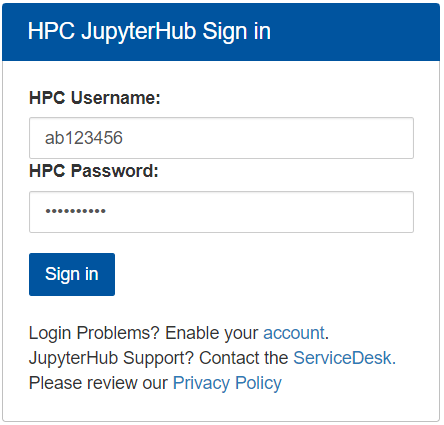 HPC JupyterHub Sign in