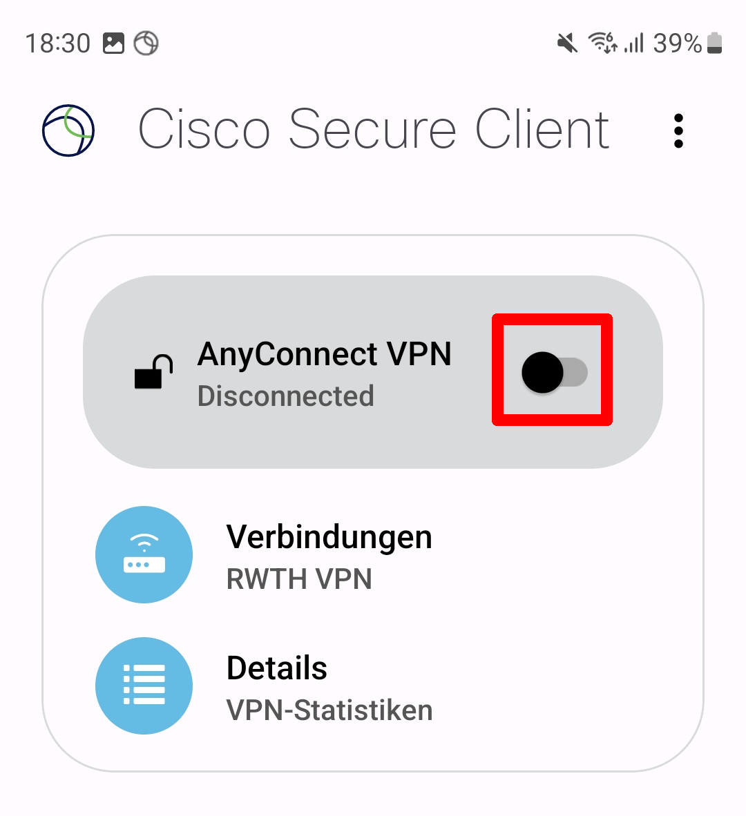 VPN das erste Mal einschalten