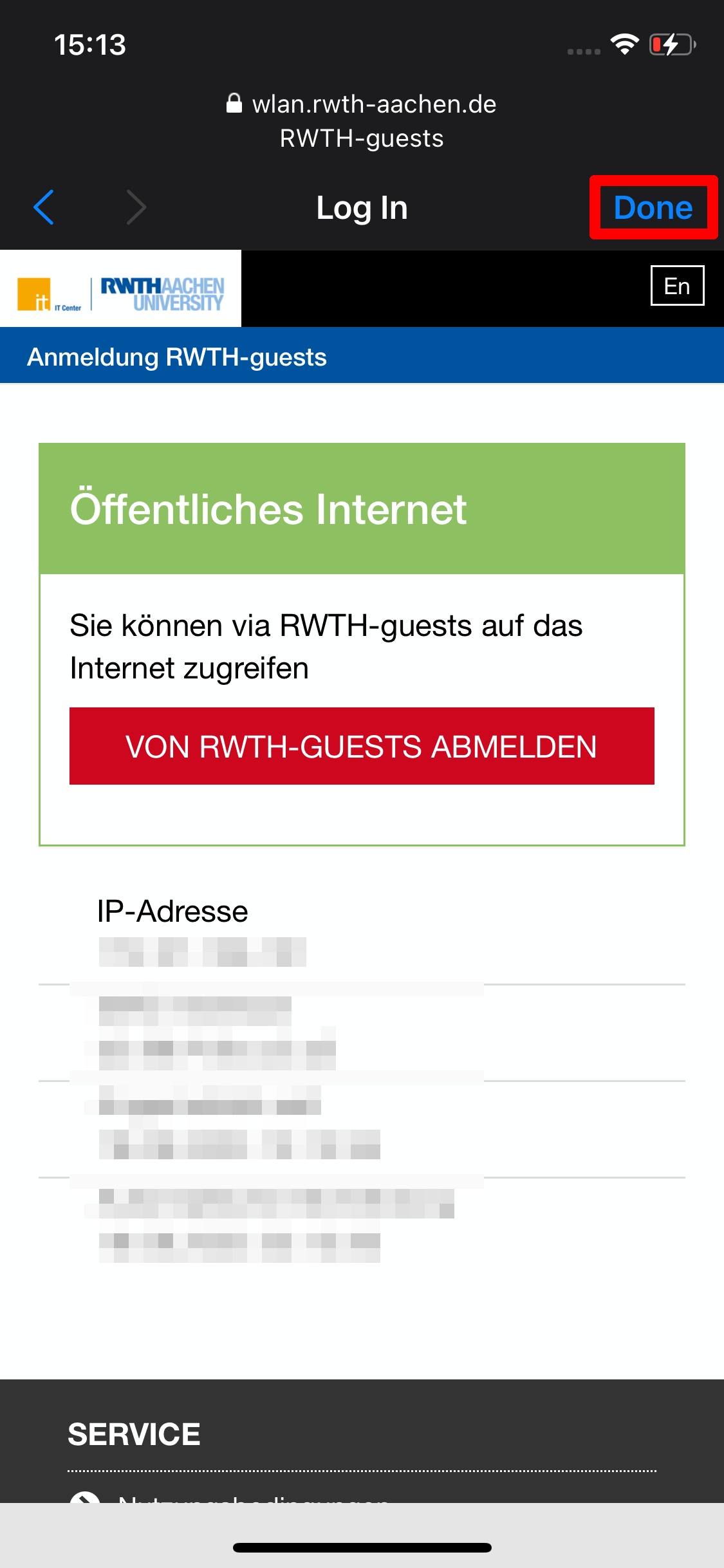 Successful connection to RWTH-guests