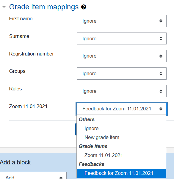 Screenshot mapping for grade item