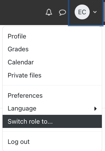 Clicking "Switch role to" in the selection menu