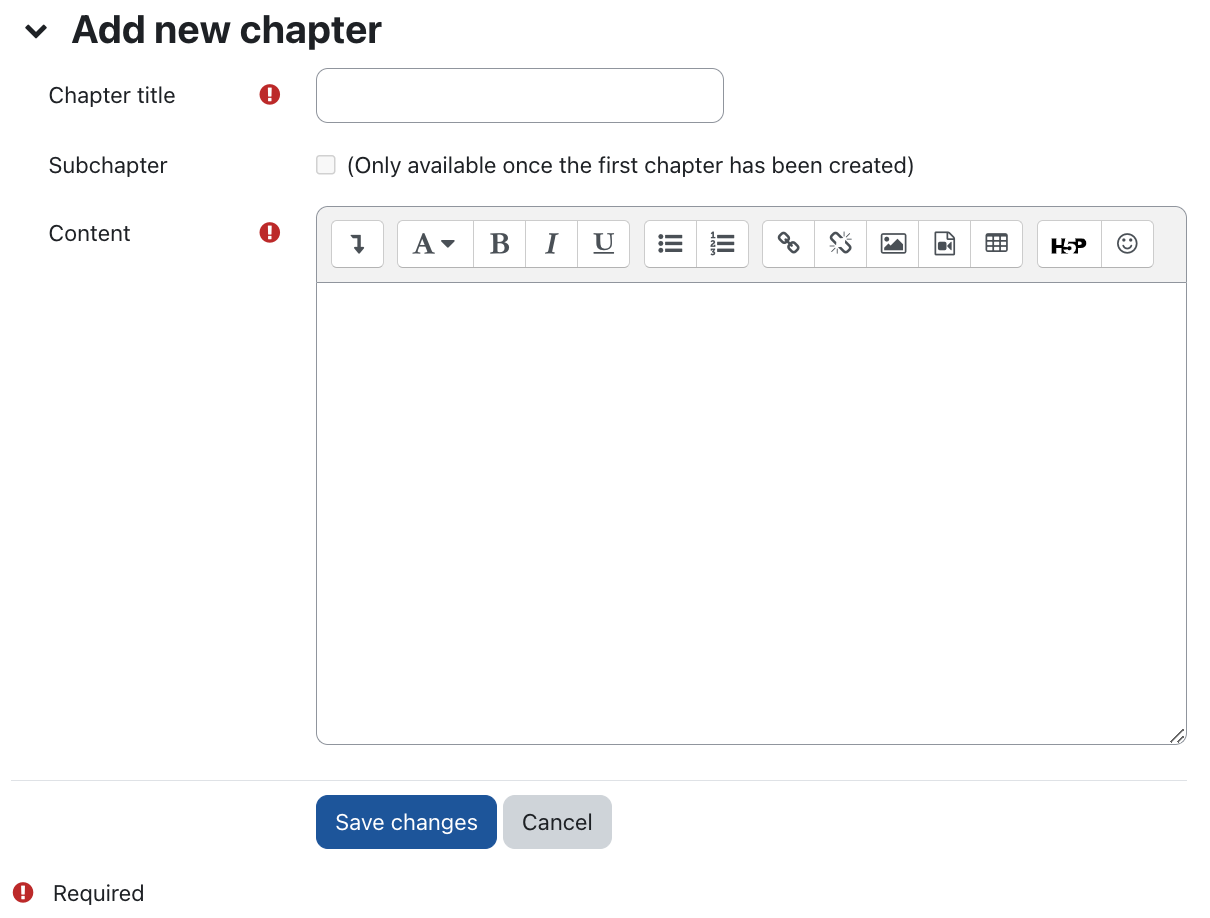 Add new chapter page