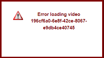 Der Screenshot zeigt eine Fehlermeldung "Error loading video".