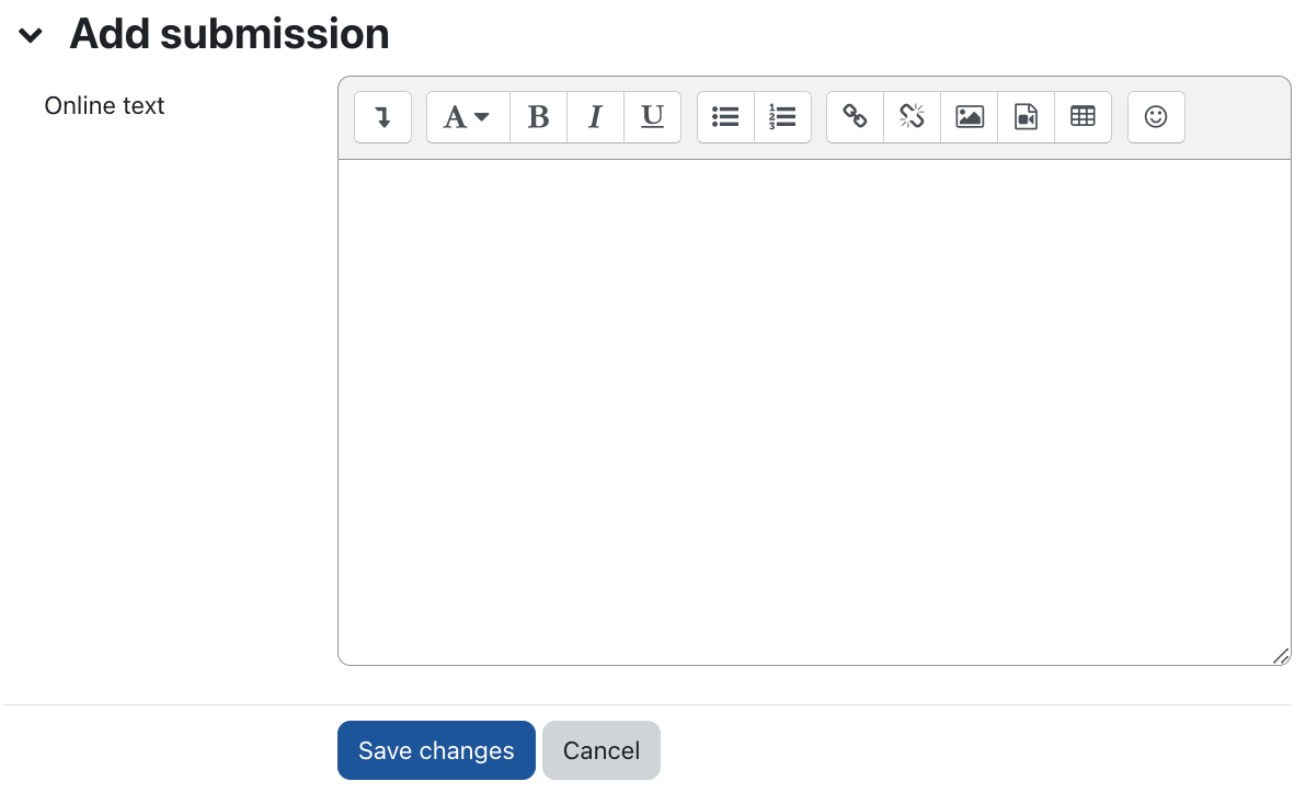 Add submission online text
