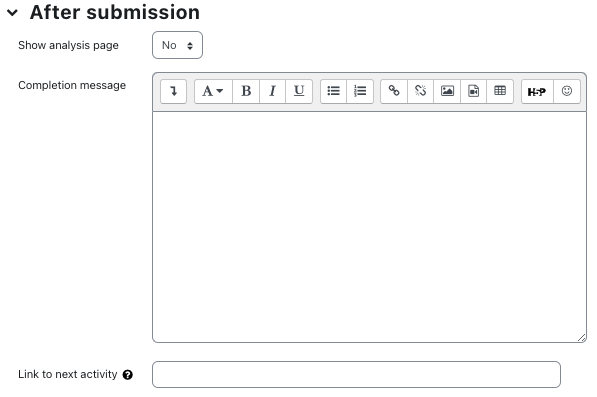 Section after submission for feedback settings