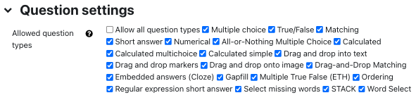 Question settings of StudentQuiz