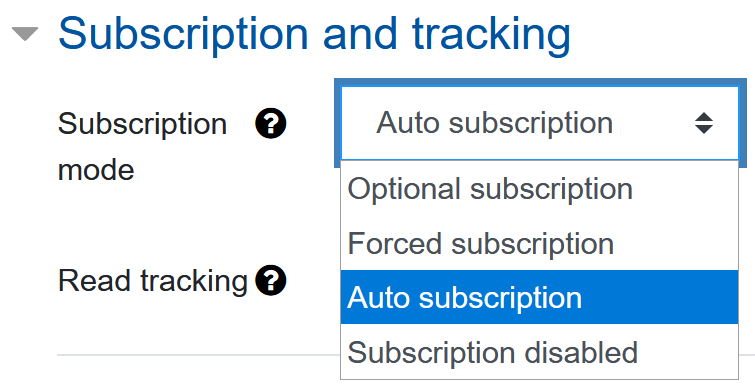 Screenshot Subscription options