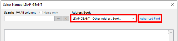 Selecting the GÉANT-LDAP address book